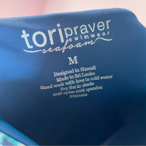 Tori Praver Seafoam Beach Blue Tie Dye Cheeky Women's One Piece. Size medium - Picture 6 of 8